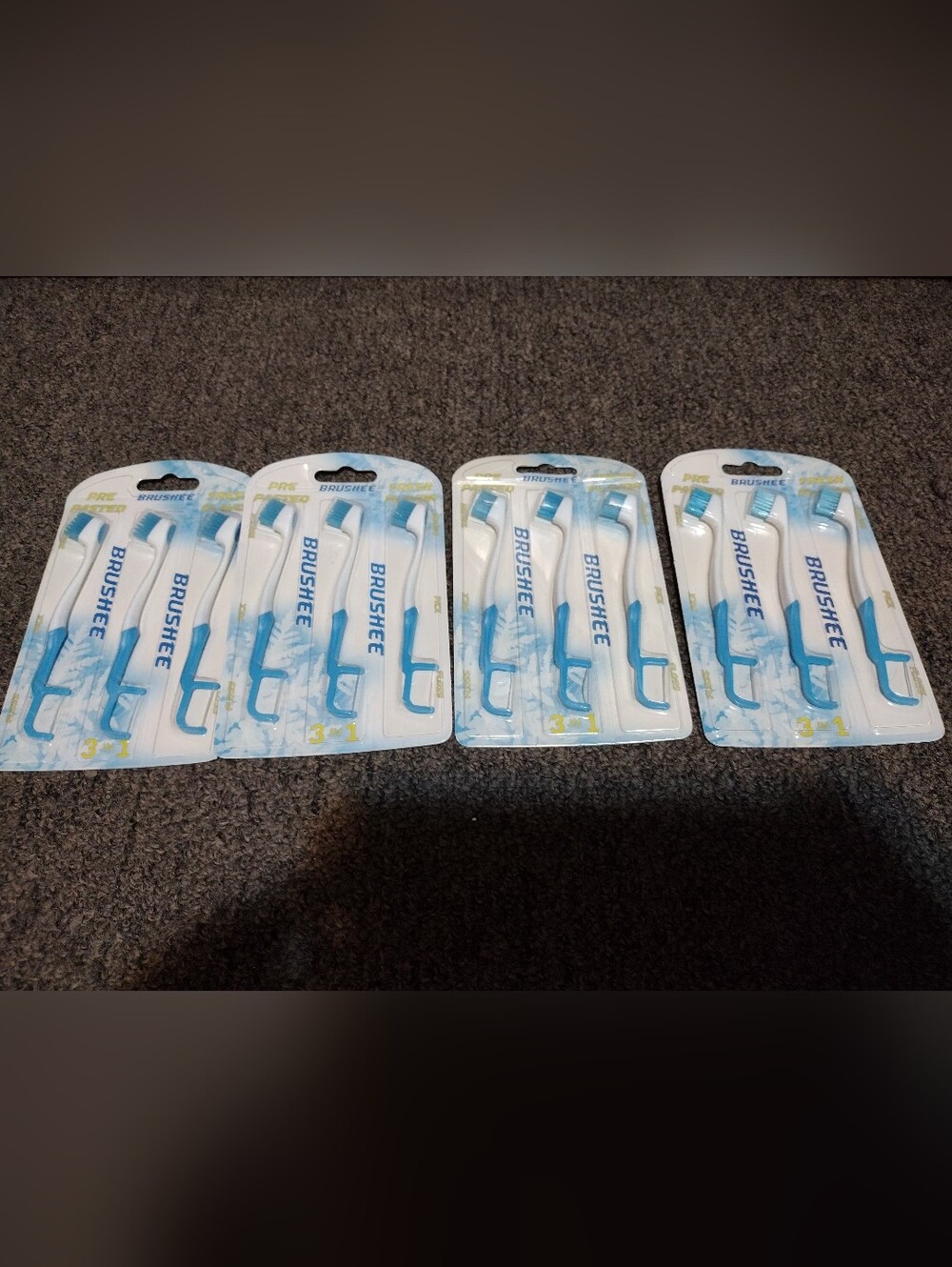Brushee Prepasted Tooth Brush With A Floss Pick 4 Packs  3 In Each Pack